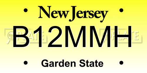 B12MMH New Jersey License Plate