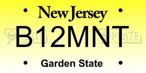 B12MNT New Jersey License Plate