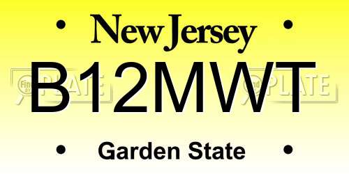 B12MWT New Jersey License Plate