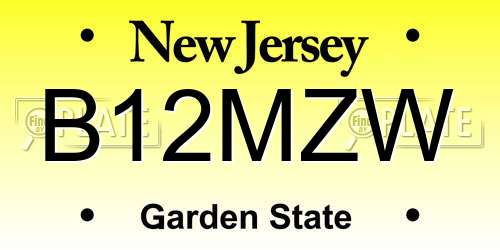 B12MZW New Jersey License Plate