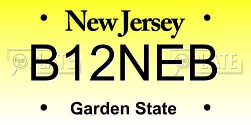 B12NEB New Jersey License Plate