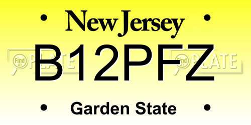 B12PFZ New Jersey License Plate