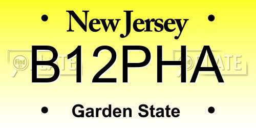 B12PHA New Jersey License Plate