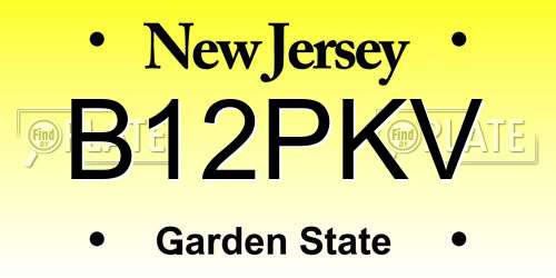 B12PKV New Jersey License Plate