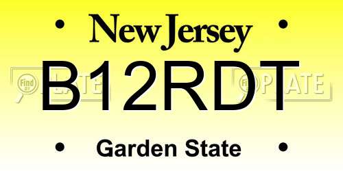 B12RDT New Jersey License Plate