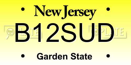 B12SUD New Jersey License Plate