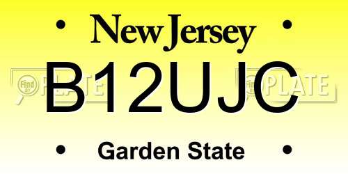 B12UJC New Jersey License Plate