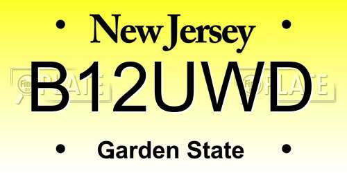 B12UWD New Jersey License Plate