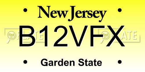 B12VFX New Jersey License Plate