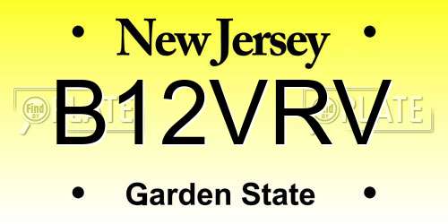 B12VRV New Jersey License Plate