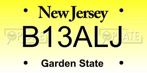 B13ALJ New Jersey License Plate