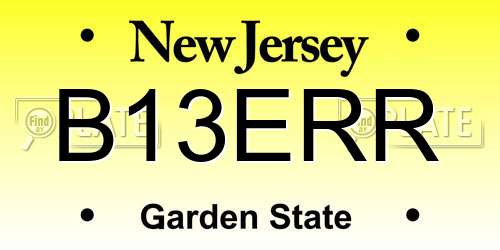 B13ERR New Jersey License Plate