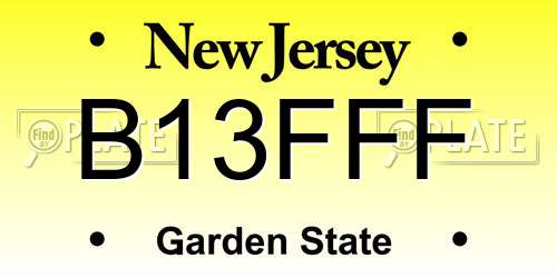 B13FFF New Jersey License Plate