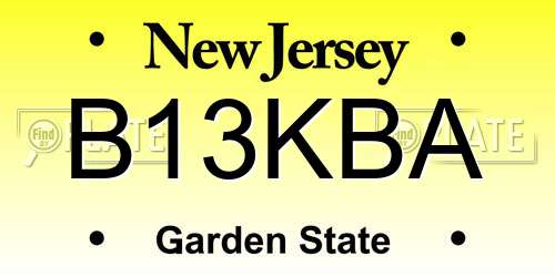 B13KBA New Jersey License Plate