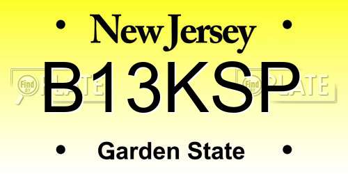 B13KSP New Jersey License Plate
