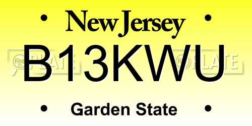 B13KWU New Jersey License Plate