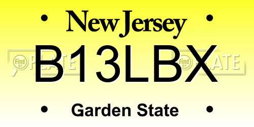 B13LBX New Jersey License Plate