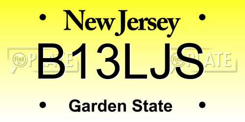 B13LJS New Jersey License Plate