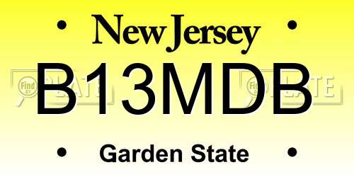 B13MDB New Jersey License Plate