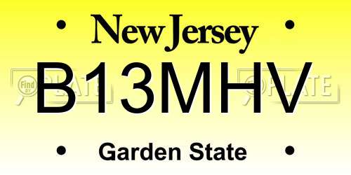 B13MHV New Jersey License Plate