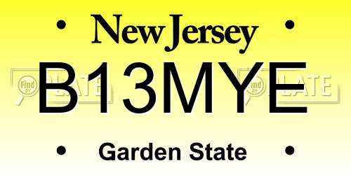 B13MYE New Jersey License Plate