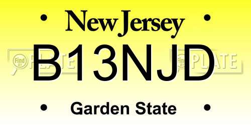 B13NJD New Jersey License Plate