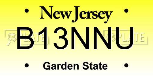 B13NNU New Jersey License Plate