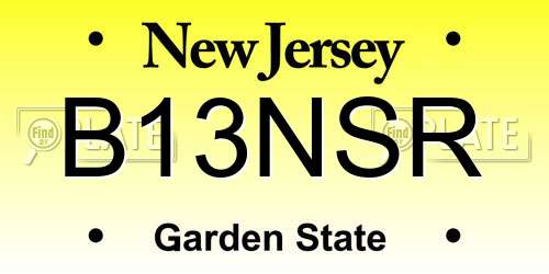 B13NSR New Jersey License Plate