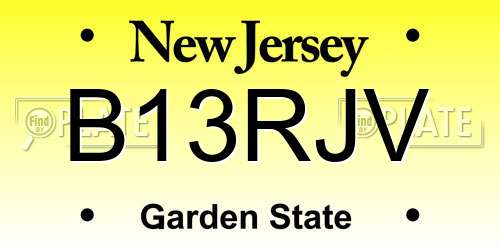 B13RJV New Jersey License Plate