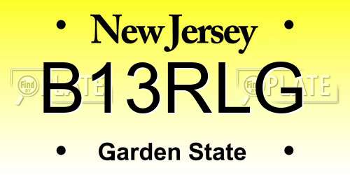 B13RLG New Jersey License Plate