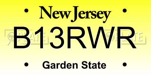 B13RWR New Jersey License Plate