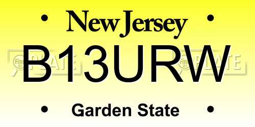 B13URW New Jersey License Plate