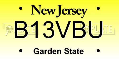 B13VBU New Jersey License Plate