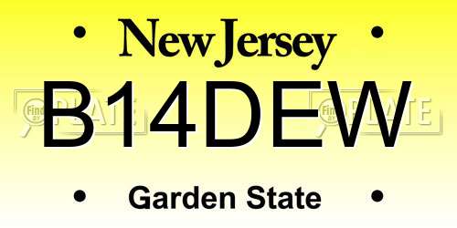 B14DEW New Jersey License Plate