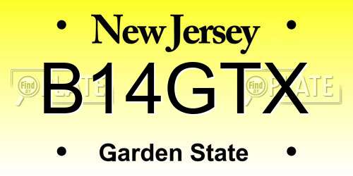 B14GTX New Jersey License Plate