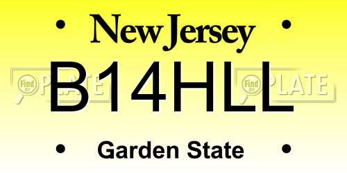 B14HLL New Jersey License Plate