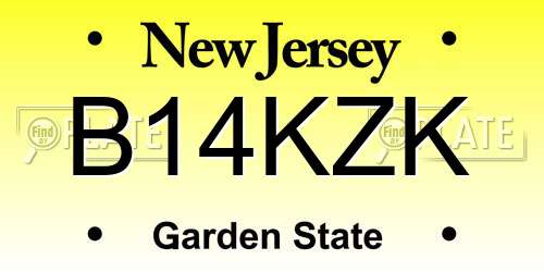 B14KZK New Jersey License Plate
