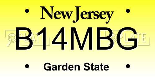 B14MBG New Jersey License Plate