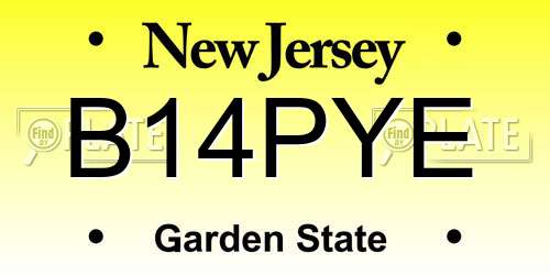 B14PYE New Jersey License Plate