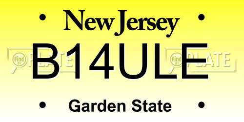 B14ULE New Jersey License Plate