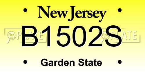 B1502S New Jersey License Plate