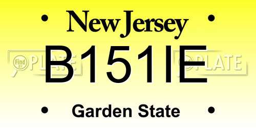 B151IE New Jersey License Plate