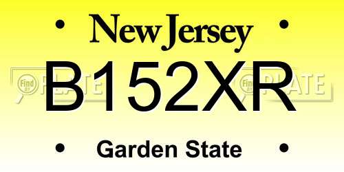 B152XR New Jersey License Plate