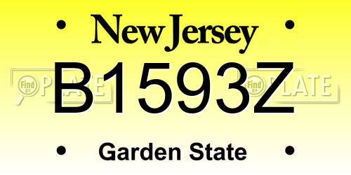 B1593Z New Jersey License Plate