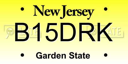 B15DRK New Jersey License Plate