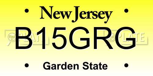 B15GRG New Jersey License Plate