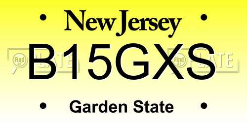B15GXS New Jersey License Plate