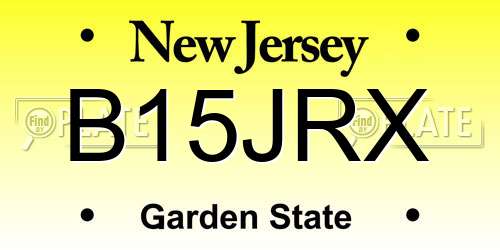 B15JRX New Jersey License Plate