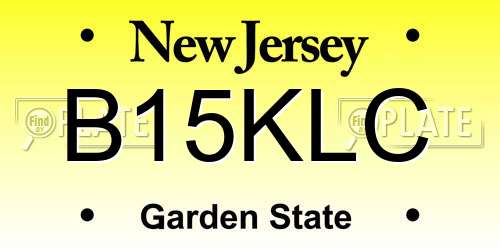 B15KLC New Jersey License Plate