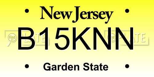 B15KNN New Jersey License Plate